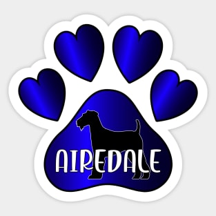 Love Airedale Terrier Dog Paw with Heart Toes Sticker